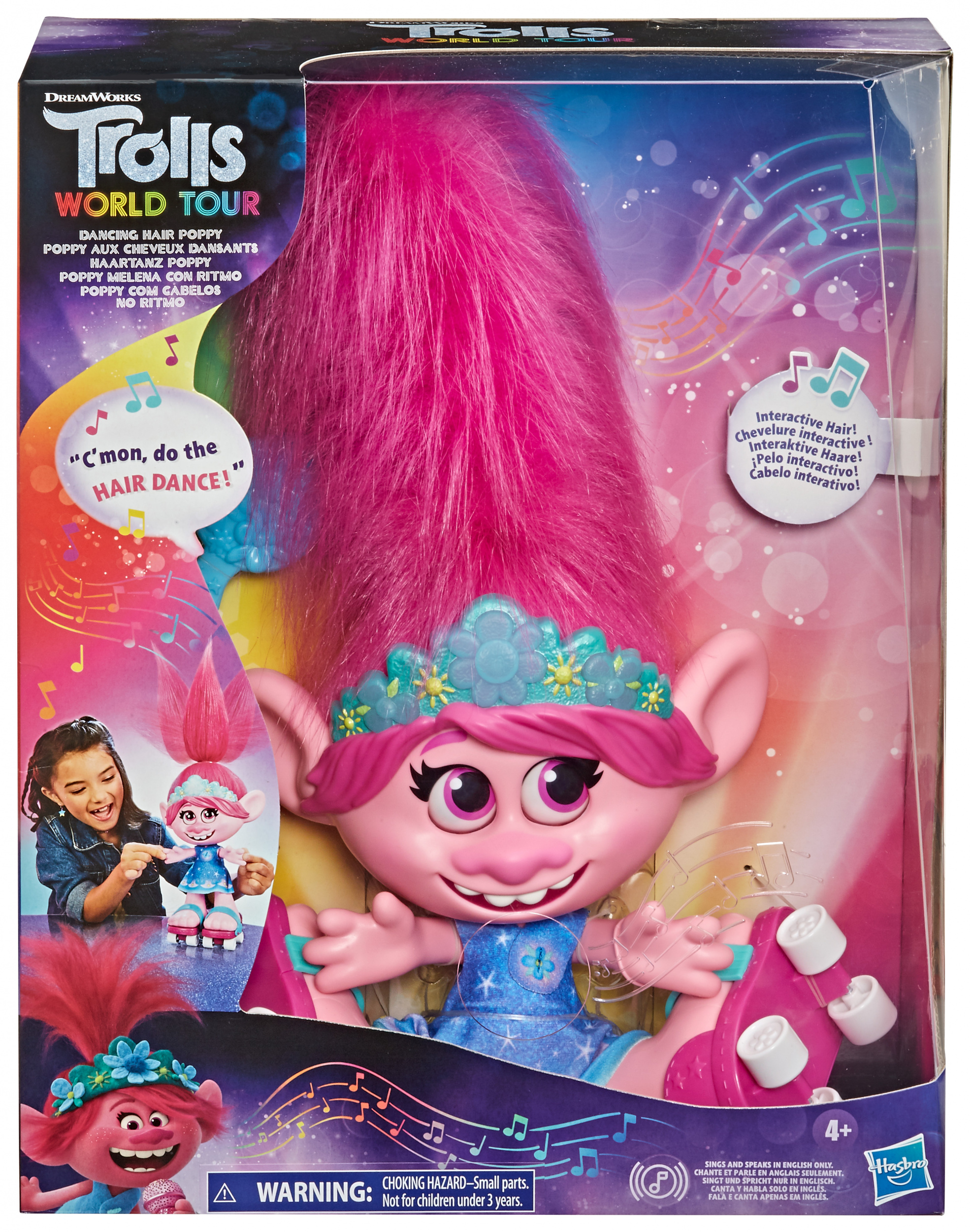 Dreamworks Poppy met dansend haar Trolls 38 x 30,5 cm paars/roze