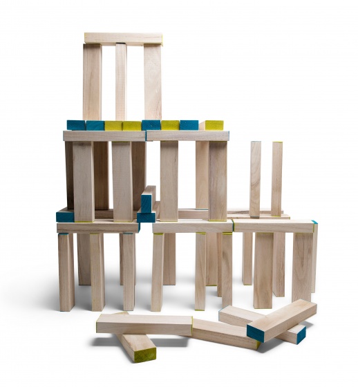 BS Toys wooden block tower 60-piece blue/green - Internet-Toys