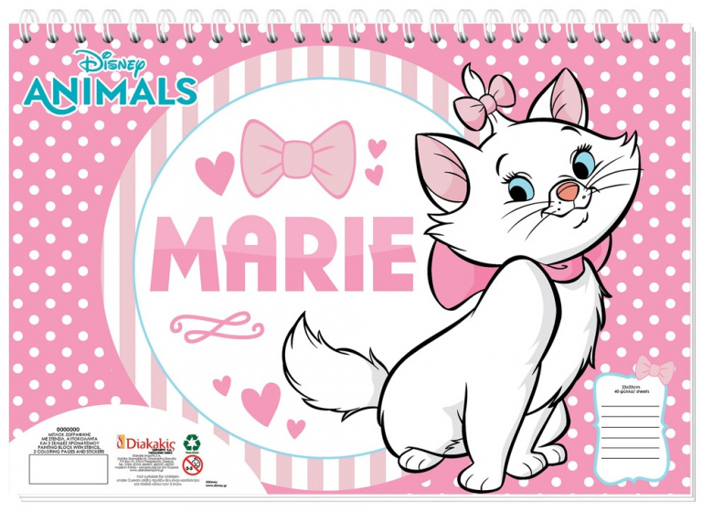 Disney Autocollant Et Livre A Colorier Marie 33 Cm Papier 40 Pages Internet Toys