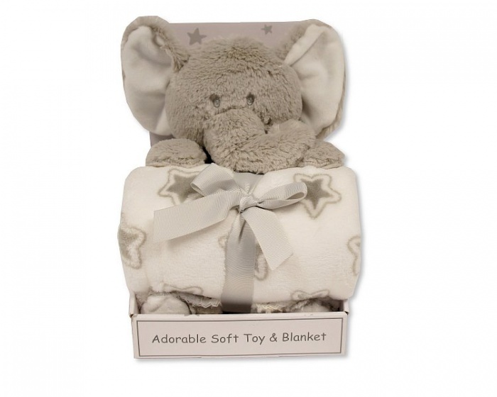 Snuggle Baby Couverture Bebe Avec Des Etoiles Elephant En Peluche 25 Cm Gris Set 2 Pieces Internet Toys