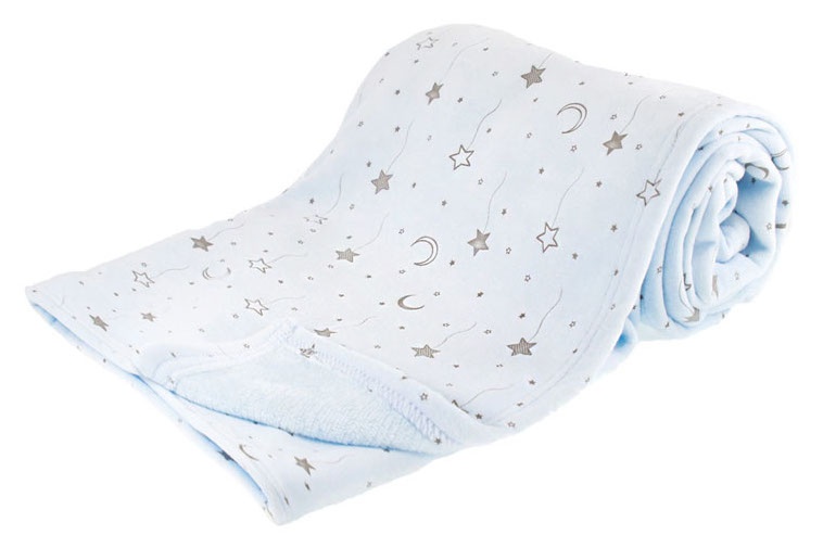 Soft Touch Couverture Bebe Etoiles Et Lune 75 X 100 Cm Bleu Internet Toys